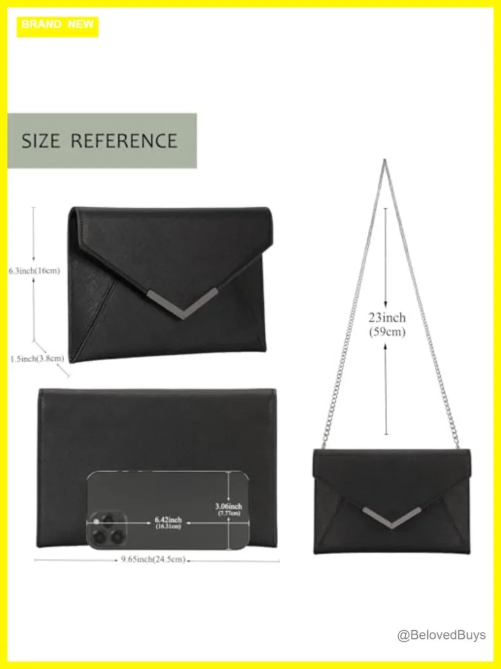 Envelope Clutch Handbag, Faux Saffiano Leather, Medium Foldover Purse with